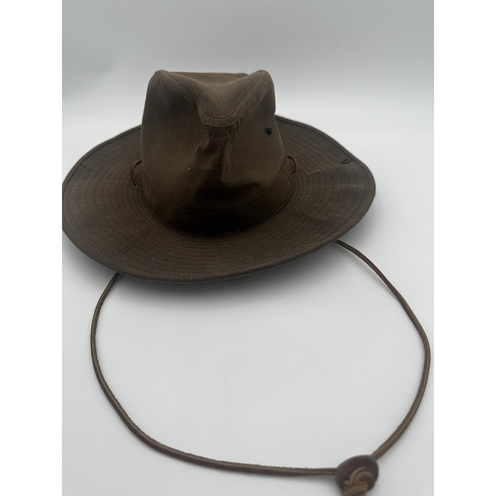 Vintage AMJ Pacific Co Brown Wide Brim Safari Hat Small USA Made Portland Oregon